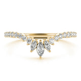 Yellow gold Marquise Cluster Diamond Pavé Band with Prong Setting 1