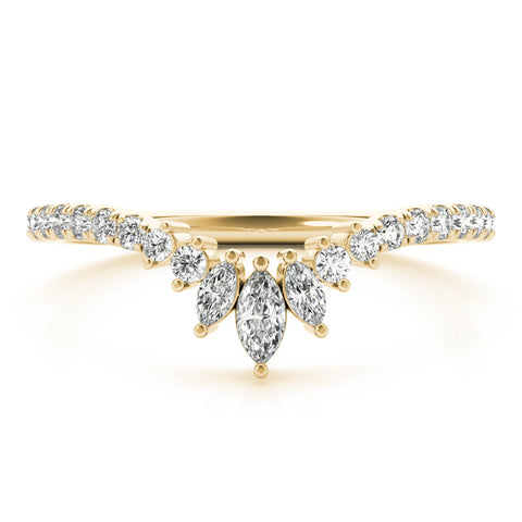Yellow gold Marquise Cluster Diamond Pavé Band with Prong Setting 1
