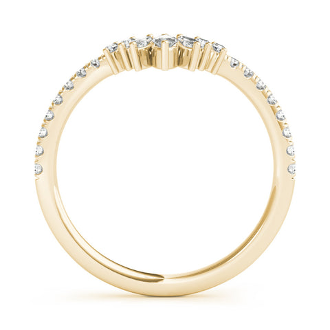 Yellow gold Marquise Cluster Diamond Pavé Band with Prong Setting 2