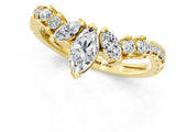 Yellow gold Marquise Cluster Diamond Pavé Band with Prong Setting_20