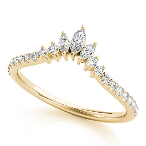 Yellow gold Marquise Cluster Diamond Pavé Band with Prong Setting