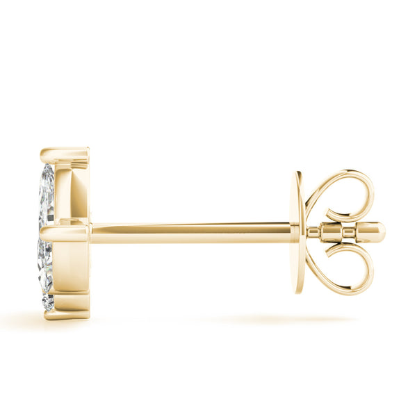 Yellow gold Marquise Cluster Stud Earrings with Round Prong Setting