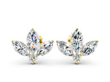 Yellow gold Marquise Cluster Stud Earrings with Round Prong Setting_10