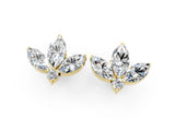 Yellow gold Marquise Cluster Stud Earrings with Round Prong Setting_11