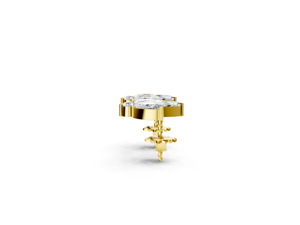 Yellow gold Marquise Cluster Stud Earrings with Round Prong Setting