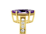 Yellow gold Marquise Cut Amethyst Engagement Ring with Milgrain Channel Set Band and Prong Setting_5
