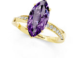 Yellow gold Marquise Cut Amethyst Engagement Ring with Side Stone Accents and Four-Prong Setting_61