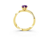 Yellow gold Marquise Cut Amethyst Engagement Ring with Side Stone Accents and Four-Prong Setting_63