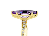 Yellow gold Marquise Cut Amethyst Engagement Ring with Side Stone Accents and Four-Prong Setting_65