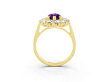 Yellow gold Marquise Cut Amethyst Floral Double Halo Engagement Ring with Prong Setting_63