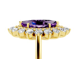 Yellow gold Marquise Cut Amethyst Floral Double Halo Engagement Ring with Prong Setting_65