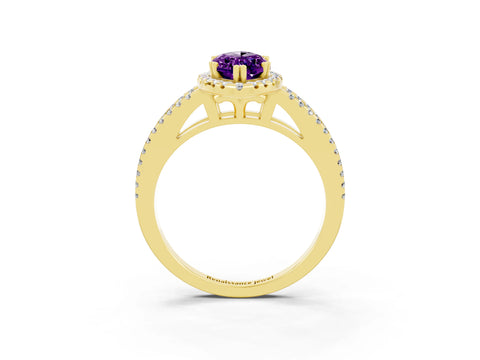 Yellow gold Marquise Cut Amethyst Halo Split Shank Engagement Ring_15