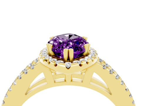 Yellow gold Marquise Cut Amethyst Halo Split Shank Engagement Ring_16