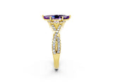 Yellow gold Marquise Cut Amethyst  Halo Twist Band Solitaire Prong Setting Ring_26