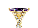 Yellow gold Marquise Cut Amethyst Halo Twist Band Solitaire Prong Setting Ring_5