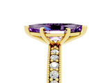 Yellow gold Marquise Cut Amethyst Milgrain Pavé Engagement Ring with Four-Prong Setting_5
