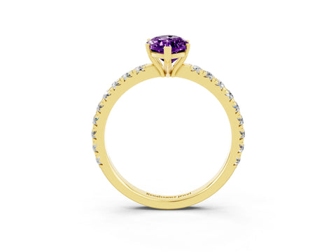 Yellow gold Marquise Cut Amethyst Pavé Solitaire Engagement Ring with Four-Prong Setting_15