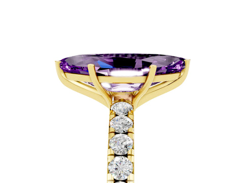 Yellow gold Marquise Cut Amethyst Pavé Solitaire Engagement Ring with Four-Prong Setting_17
