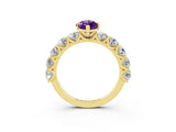 Yellow gold Marquise Cut Amethyst Prong Setting with Side Stones on a Pave Band_3