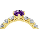 Yellow gold Marquise Cut Amethyst Prong Setting with Side Stones on a Pave Band_4