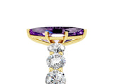 Yellow gold Marquise Cut Amethyst Prong Setting with Side Stones on a Pave Band_5