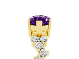 Yellow gold Marquise Cut Amethyst Scattered Round Accent Ring with Prong Setting_17