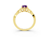 Yellow gold Marquise Cut Amethyst Solitaire Celtic Knot Ring with Four-Prong Setting_15
