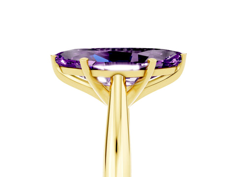 Yellow gold Marquise Cut Amethyst Solitaire Engagement Ring with Cathedral Setting and Four-Prong Mount_17