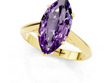 Yellow gold Marquise Cut Amethyst Solitaire Engagement Ring with Cathedral Setting and Four-Prong Mount_31