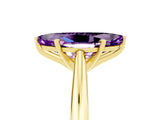 Yellow gold Marquise Cut Amethyst Solitaire Engagement Ring with Cathedral Setting and Four-Prong Mount_35