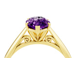 Yellow gold Marquise Cut Amethyst Solitaire Engagement Ring with Cathedral Setting and Four-Prong Mount_76