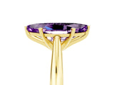 Yellow gold Marquise Cut Amethyst Solitaire Engagement Ring with Cathedral Setting and Four-Prong Mount_77