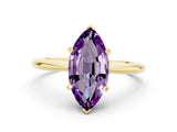Yellow gold Marquise Cut Amethyst Solitaire Engagement Ring with Classic Band and Four-Prong Setting_24