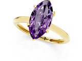 Yellow gold Marquise Cut Amethyst Solitaire Engagement Ring with Classic Band and Four-Prong Setting_25