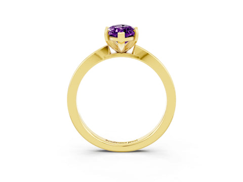 Yellow gold Marquise Cut Amethyst Solitaire Engagement Ring with Classic Band and Four-Prong Setting_27