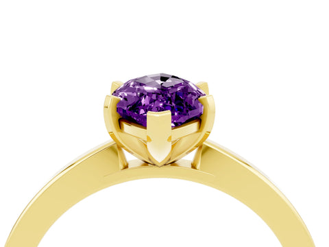 Yellow gold Marquise Cut Amethyst Solitaire Engagement Ring with Classic Band and Four-Prong Setting_28