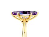 Yellow gold Marquise Cut Amethyst Solitaire Engagement Ring with Classic Band and Four-Prong Setting_29