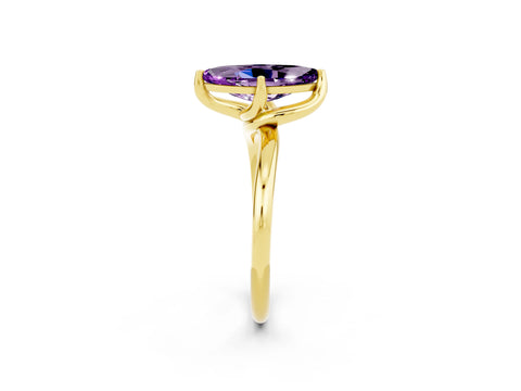 Yellow gold Marquise Cut Amethyst Solitaire Engagement Ring with Four-Prong Setting and Classic Band_14