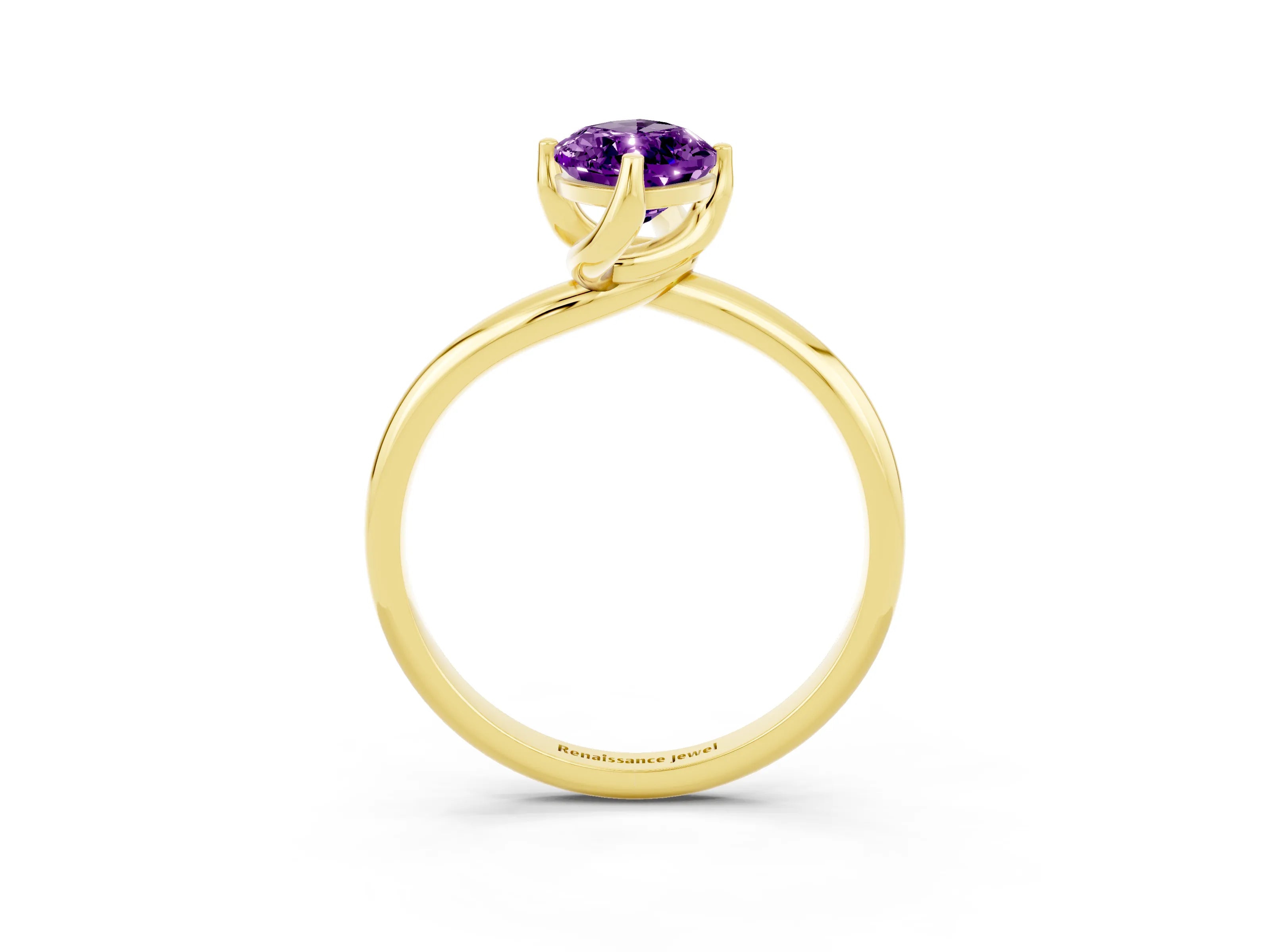 Yellow gold Marquise Cut Amethyst Solitaire Engagement Ring with Four-Prong Setting and Classic Band_15