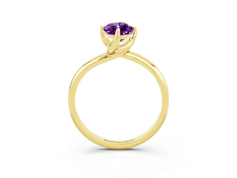 Yellow gold Marquise Cut Amethyst Solitaire Engagement Ring with Four-Prong Setting and Classic Band_15