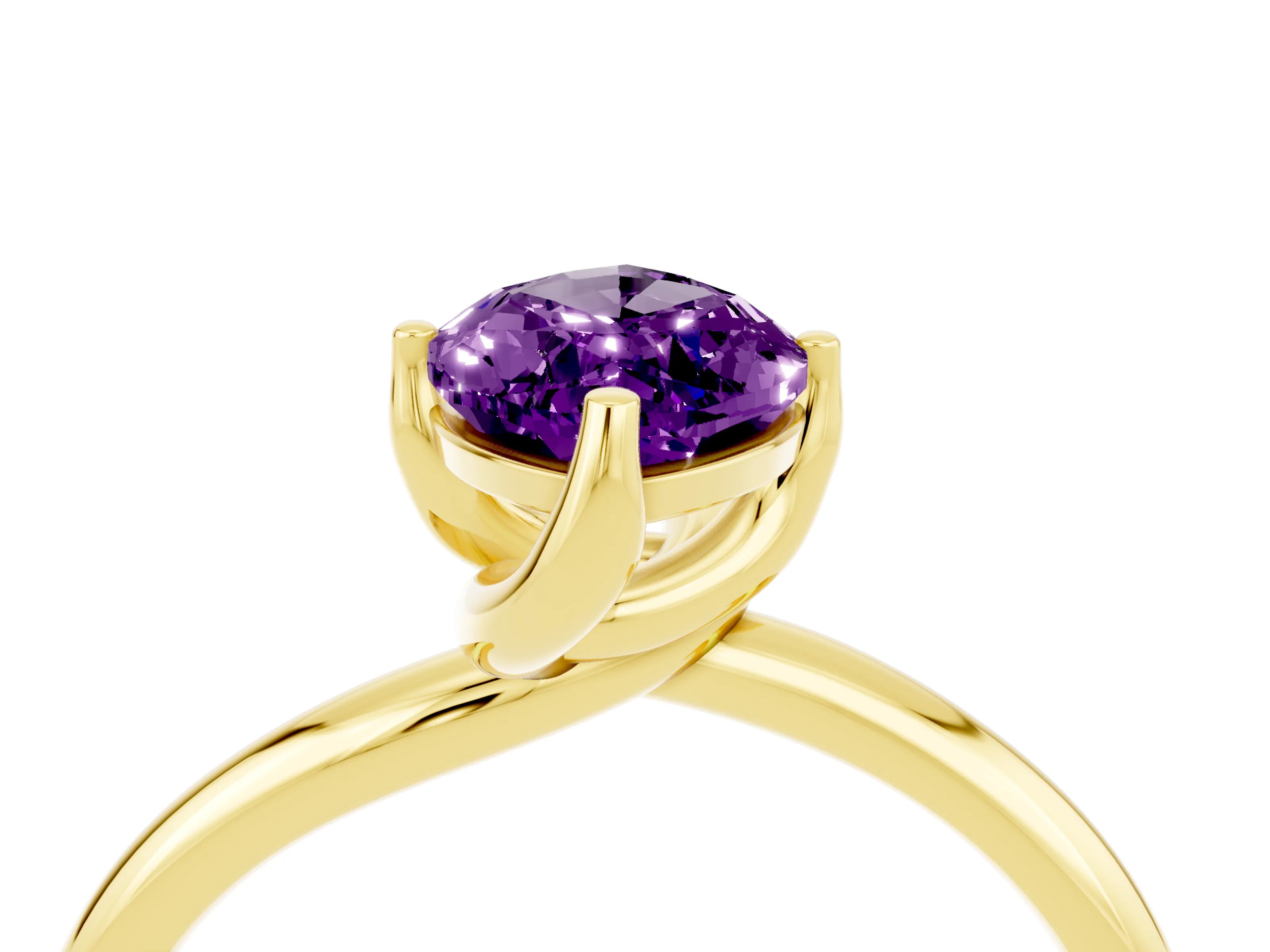 Yellow gold Marquise Cut Amethyst Solitaire Engagement Ring with Four-Prong Setting and Classic Band_16