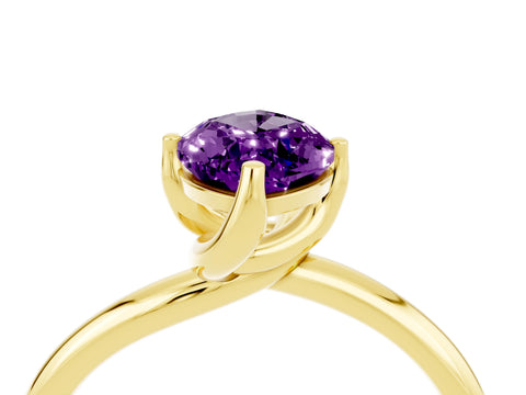 Yellow gold Marquise Cut Amethyst Solitaire Engagement Ring with Four-Prong Setting and Classic Band_16