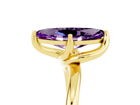 Yellow gold Marquise Cut Amethyst Solitaire Engagement Ring with Four-Prong Setting and Classic Band_17
