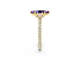 Yellow gold Marquise Cut Amethyst Solitaire Engagement Ring with Pavé Band and Four-Prong Setting_2