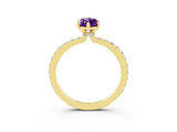 Yellow gold Marquise Cut Amethyst Solitaire Engagement Ring with Pavé Band and Four-Prong Setting_3
