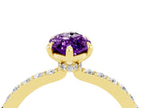 Yellow gold Marquise Cut Amethyst Solitaire Engagement Ring with Pavé Band and Four-Prong Setting_4