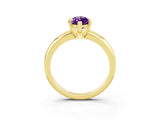 Yellow gold Marquise Cut Amethyst Solitaire Engagement Ring with Round Band and Four-Prong Setting_3