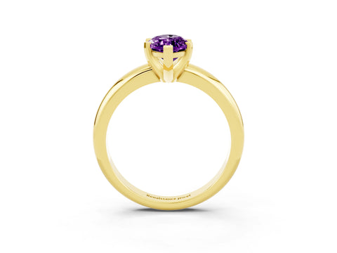 Yellow gold Marquise Cut Amethyst Solitaire Engagement Ring with Round Band and Four-Prong Setting_3