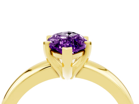 Yellow gold Marquise Cut Amethyst Solitaire Engagement Ring with Round Band and Four-Prong Setting_4