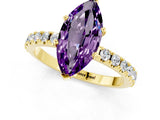 Yellow gold Marquise Cut Amethyst Solitaire Pavé Band with Four-Prong Setting_1